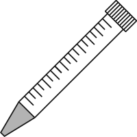 1/10 filled 15ml centrifuge tubes closed - Flat icon