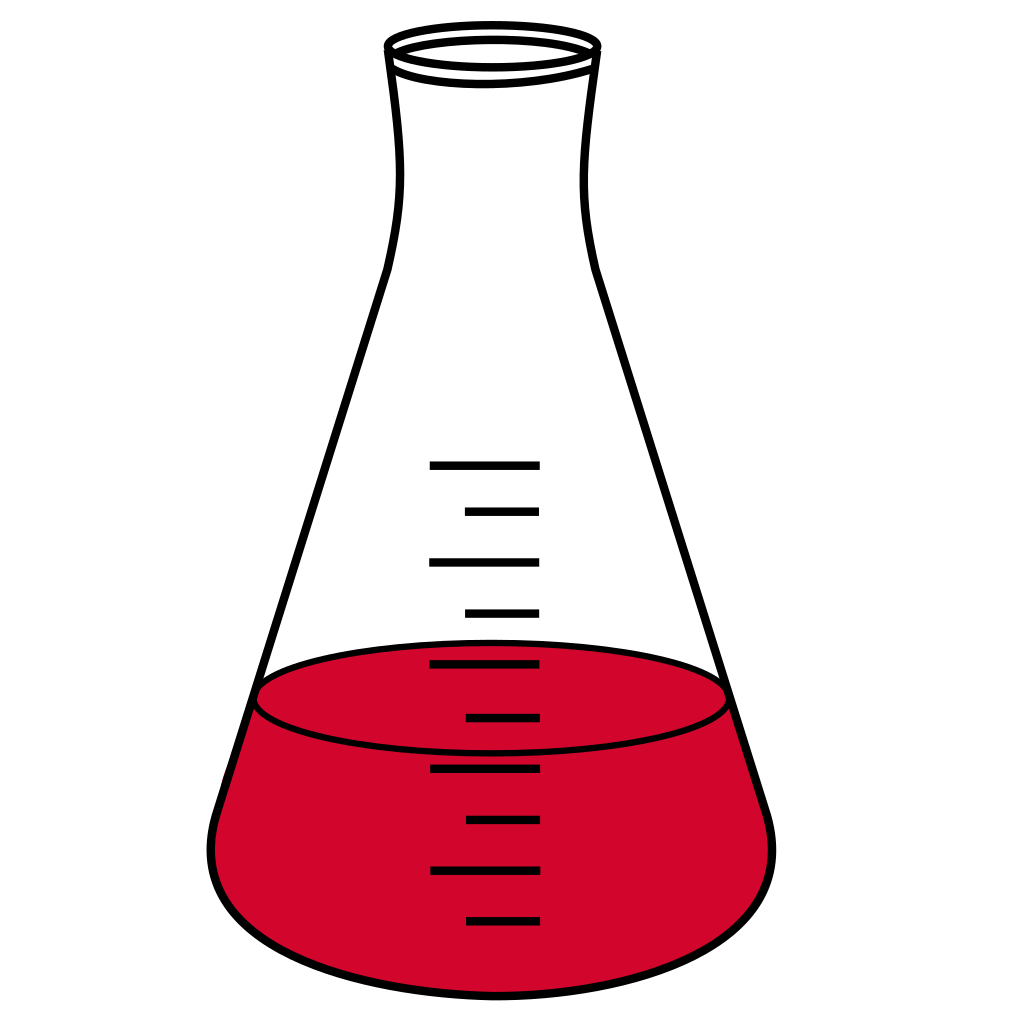 4/10 Red filled Erlenmeyer - Lab icon