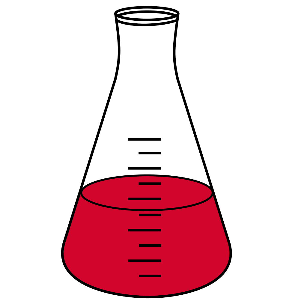 5/10 Red filled Erlenmeyer - Lab icon