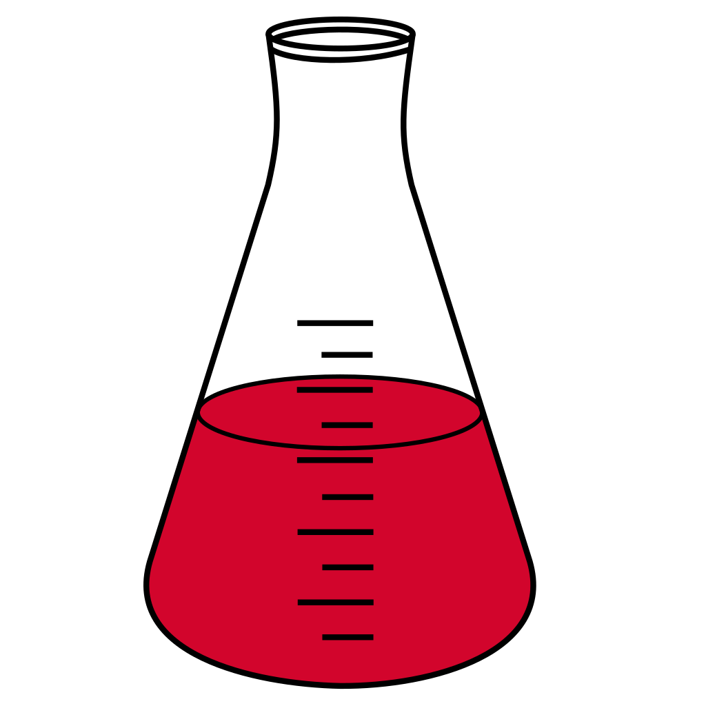 6/10 Red filled Erlenmeyer - Lab icon