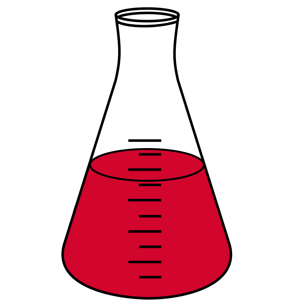 7/10 Red filled Erlenmeyer - Lab icon