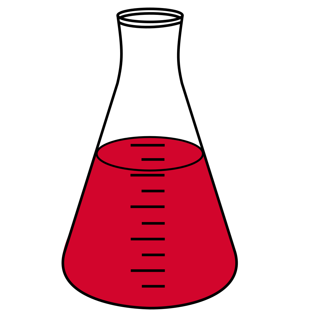 8/10 Red filled Erlenmeyer - Lab icon