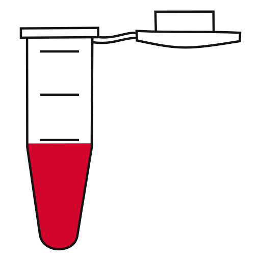 5/10  Red filled eppendorf tube with conical bottom and snap cap open -Flat Icon PNG