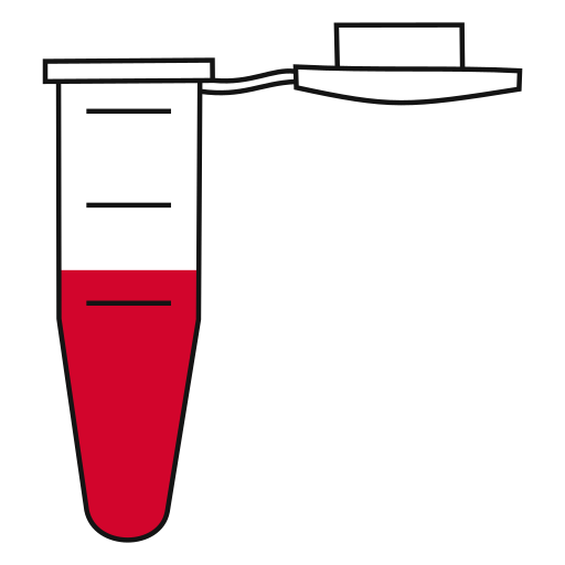 6/10  Red filled eppendorf tube with conical bottom and snap cap open -Flat Icon PNG