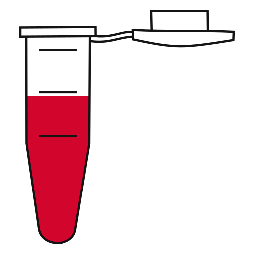 8/10  Red filled eppendorf tube with conical bottom and snap cap open -Flat Icon PNG