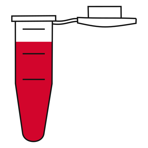 9/10  Red filled eppendorf tube with conical bottom and snap cap open -Flat Icon PNG