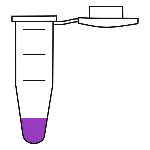 2/10  Violet filled eppendorf tube with conical bottom and snap cap open -Flat Icon PNG