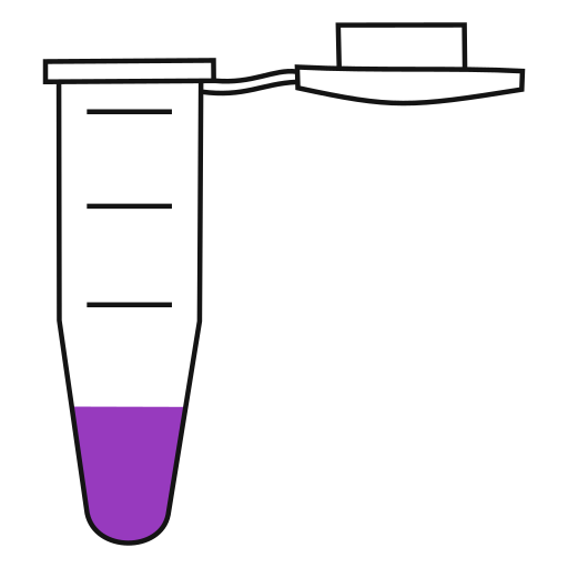 3/10  Violet filled eppendorf tube with conical bottom and snap cap open -Flat Icon PNG
