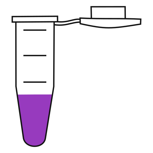 4/10 Violet filled eppendorf tube with conical bottom and snap cap open -Flat Icon PNG
