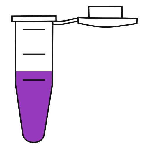 6/10  Violet filled eppendorf tube with conical bottom and snap cap open -Flat Icon PNG