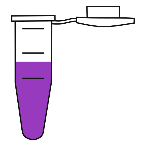 7/10  Violet filled eppendorf tube with conical bottom and snap cap open -Flat Icon PNG