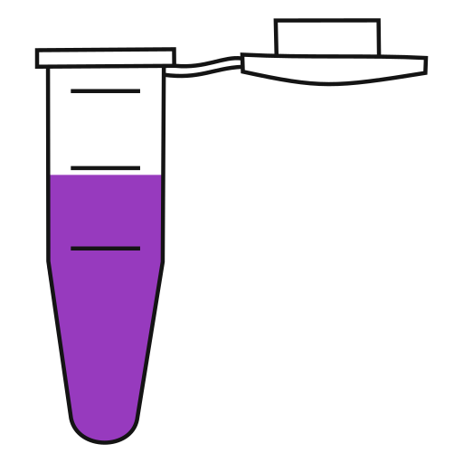 8/10  Violet filled eppendorf tube with conical bottom and snap cap open -Flat Icon PNG