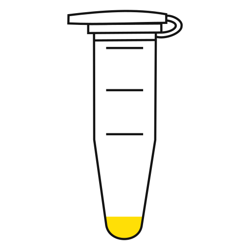1/10  Yellow filled eppendorf tube with conical bottom and snap cap closed - Flat Icon PNG