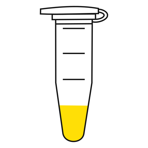 3/10  Yellow filled eppendorf tube with conical bottom and snap cap open - Flat Icon PNG