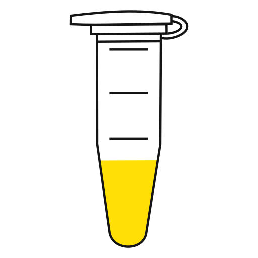 4/10 Yellow filled eppendorf tube with conical bottom and snap cap open - Flat Icon PNG