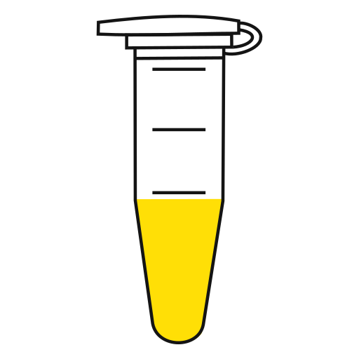 5/10  Yellow filled eppendorf tube with conical bottom and snap cap open - Flat Icon PNG