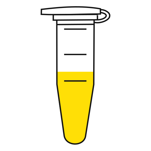 6/10  Yellow filled eppendorf tube with conical bottom and snap cap open - Flat Icon PNG