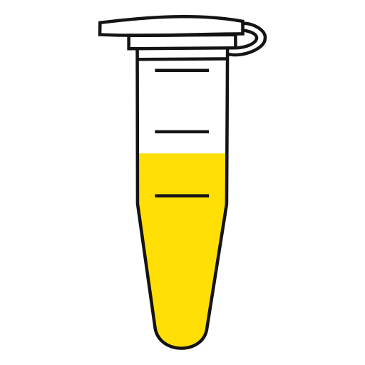 7/10  Yellow filled eppendorf tube with conical bottom and snap cap open - Flat Icon PNG