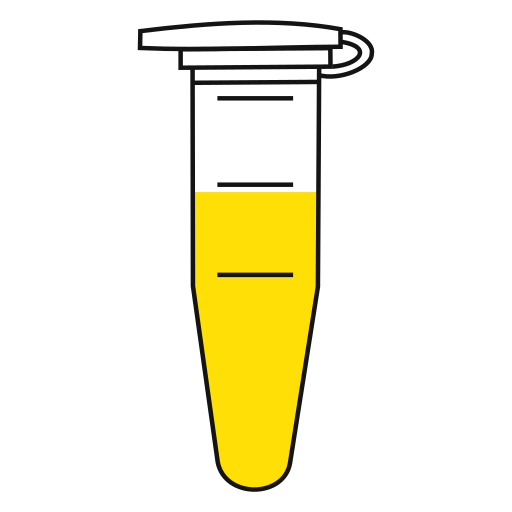 8/10  Yellow filled eppendorf tube with conical bottom and snap cap open - Flat Icon PNG
