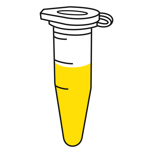 8/10  Yellow filled eppendorf tube with conical bottom and snap cap closed - Lab icon