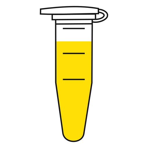 9/10  Yellow filled eppendorf tube with conical bottom and snap cap open - Flat Icon PNG