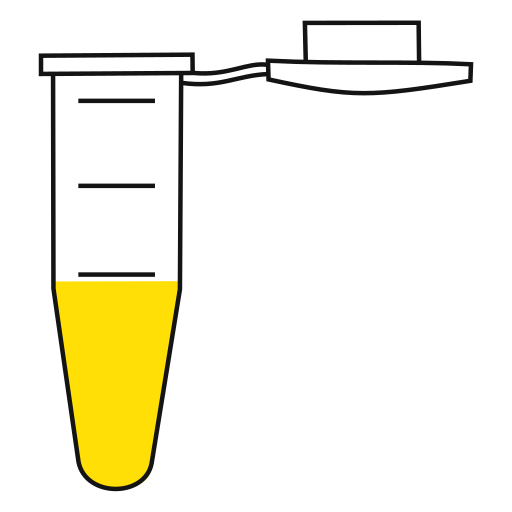5/10  Yellow filled eppendorf tube with conical bottom and snap cap open -Flat Icon PNG