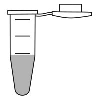 5/10 filled eppendorf tube with conical bottom and snap cap open -Flat Cartoon-