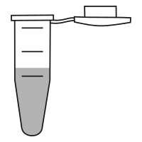 6/10 filled eppendorf tube with conical bottom and snap cap open -Flat Cartoon-