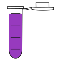   Violet filled eppendorf tube with round bottom and snap cap open - Lab icon-