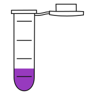 2/10  Violet filled eppendorf tube with round bottom and snap cap open -Flat Icon PNG