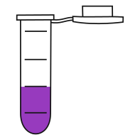 4/10 Violet filled eppendorf tube with round bottom and snap cap open -Flat Icon PNG