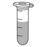 6/10 filled Eppendorf tube with round bottom and snap cap open -  Drawing
-