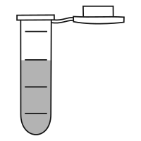 7/10 filled eppendorf tube with round bottom and snap cap open - Flat Cartoon-