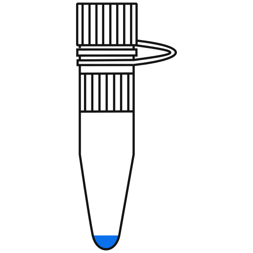 1/10  blue filled eppendorf tube with conical bottom and screw cap closed - Flat Icon PNG