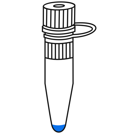 1/10  blue filled eppendorf tube with conical bottom and screw cap closed - Lab icon