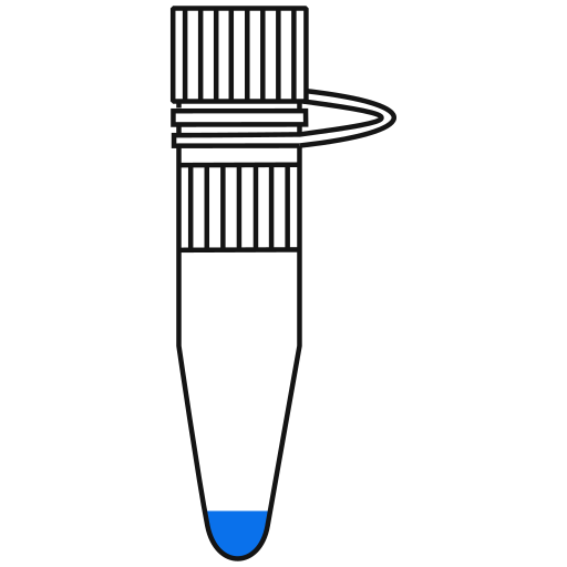 2/10  blue filled eppendorf tube with conical bottom and snap cap open - Flat Icon PNG