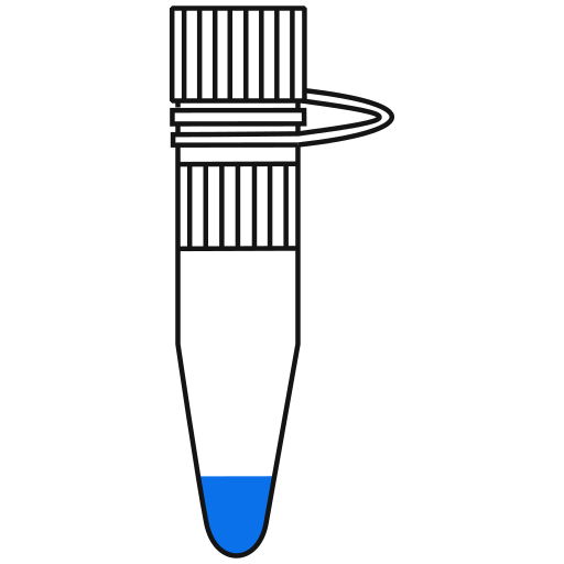 3/10  blue filled eppendorf tube with conical bottom and snap cap open - Flat Icon PNG