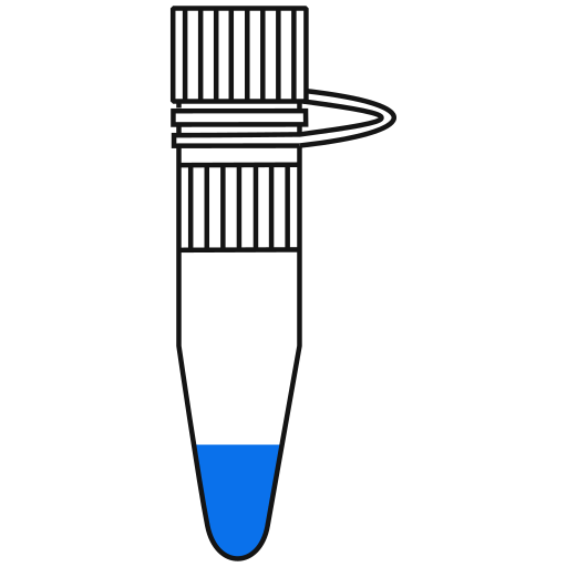 4/10 blue filled eppendorf tube with conical bottom and snap cap open - Flat Icon PNG