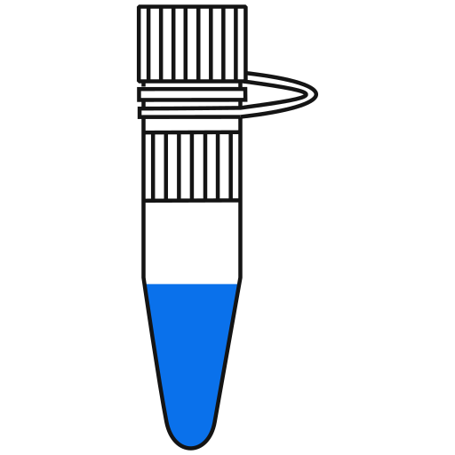 6/10  blue filled eppendorf tube with conical bottom and snap cap open - Flat Icon PNG