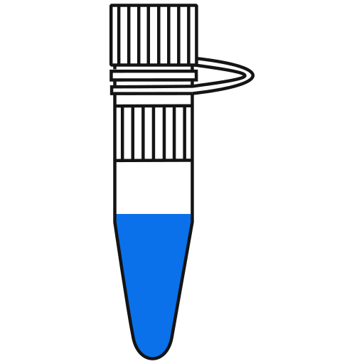 7/10  blue filled eppendorf tube with conical bottom and snap cap open - Flat Icon PNG
