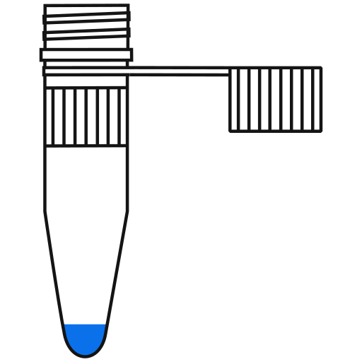 2/10  blue filled eppendorf tube with conical bottom and snap cap open -Flat Icon PNG