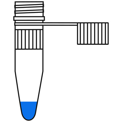 3/10  blue filled eppendorf tube with conical bottom and snap cap open -Flat Icon PNG