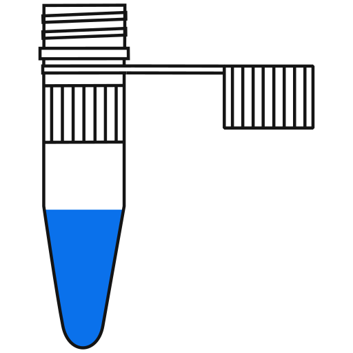 6/10  blue filled eppendorf tube with conical bottom and snap cap open -Flat Icon PNG