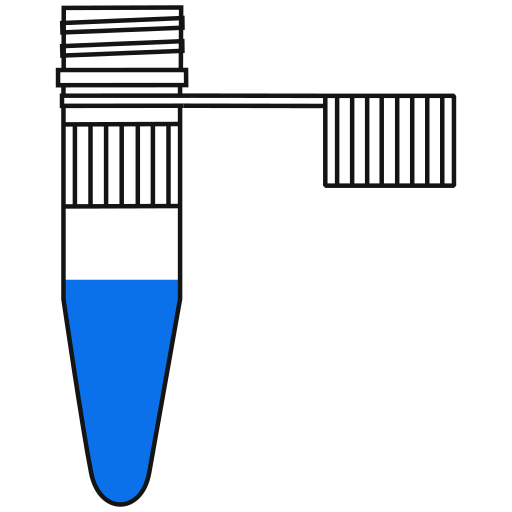 7/10  blue filled eppendorf tube with conical bottom and snap cap open -Flat Icon PNG