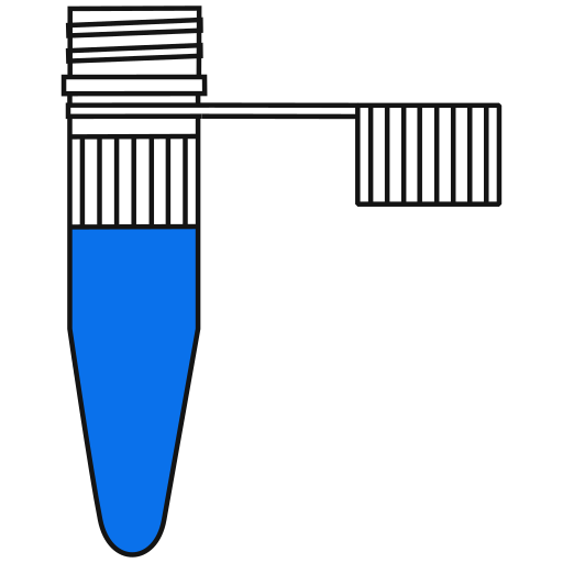 9/10  blue filled eppendorf tube with conical bottom and snap cap open -Flat Icon PNG