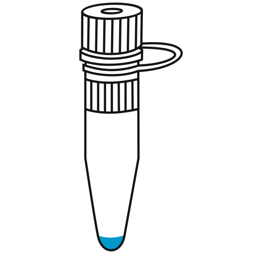 1/10  light-blue filled eppendorf tube with conical bottom and screw cap closed - Lab icon