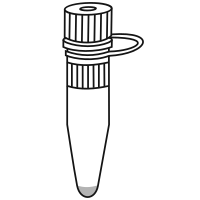 1/10 filled conical bottom eppendorf tube with screw cap closed - Drawing