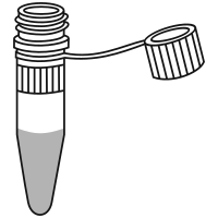 6/10 filled eppendorf tube  with conical bottom and screw cap open
 - Clipart -