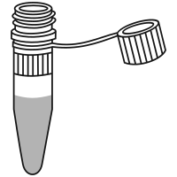 7/10 filled eppendorf tube  with conical bottom and screw cap open
 - Clipart -