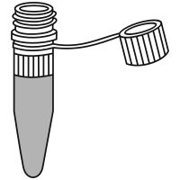 9/10 filled eppendorf tube  with conical bottom and screw cap open
 - Clipart -
